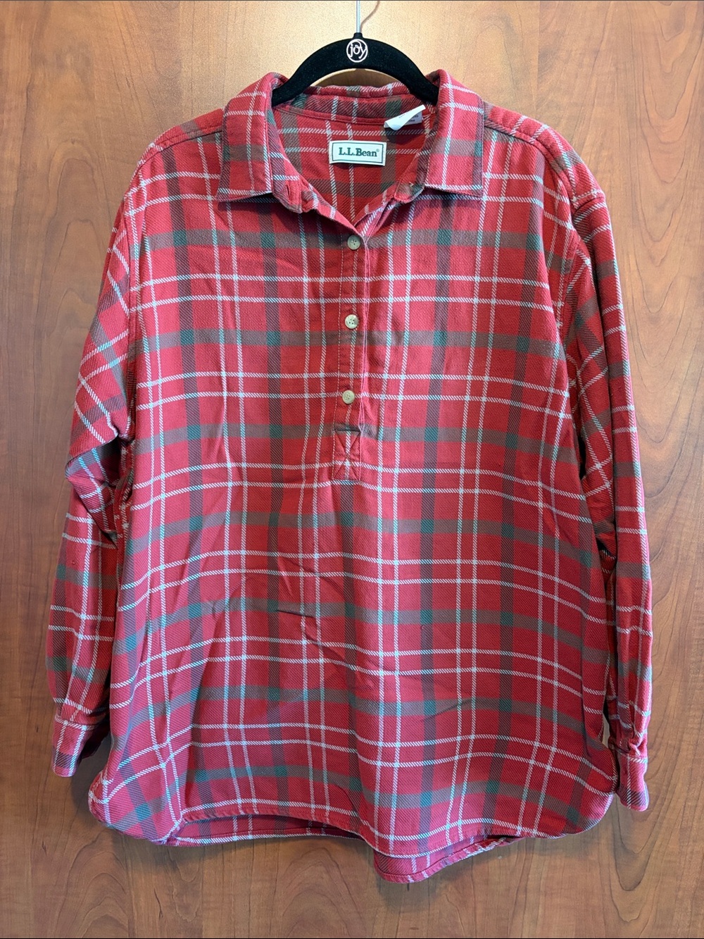 L.L. Bean Red Plaid Pullover Button-Down Shirt